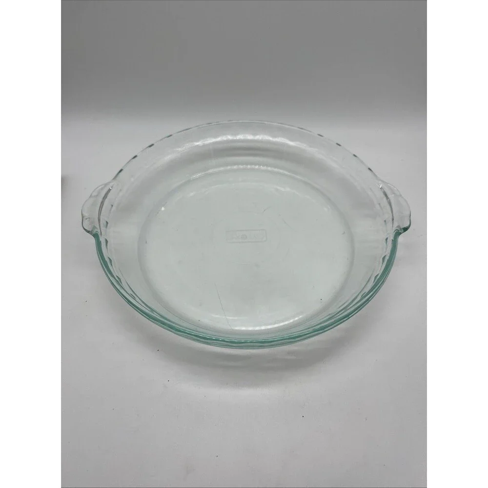 Pyrex Glass Baking Pie DISHPAN 229 10” SCALLOPED EDGES With Handles